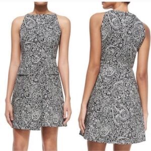 Tory Burch Paisley Doodle Print Sheath A-line Black and White Dress Size 10